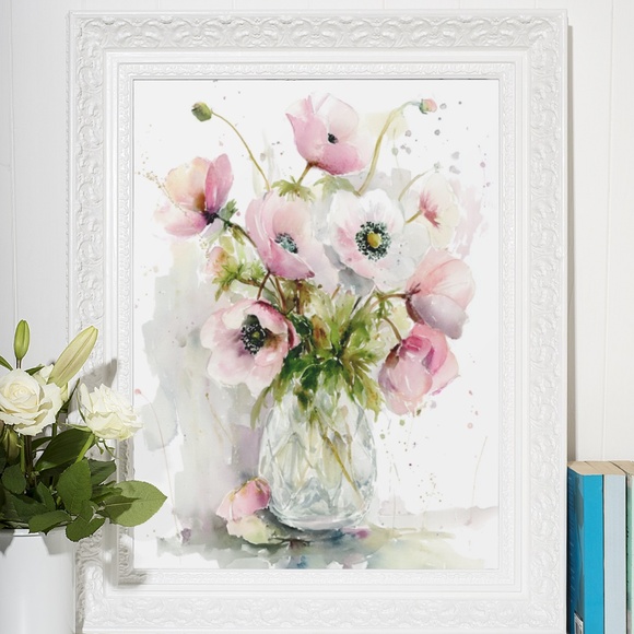 Watercolor Anemone Flowers Wall Art Illustration Print Poster Unframed - Picture 7 of 10